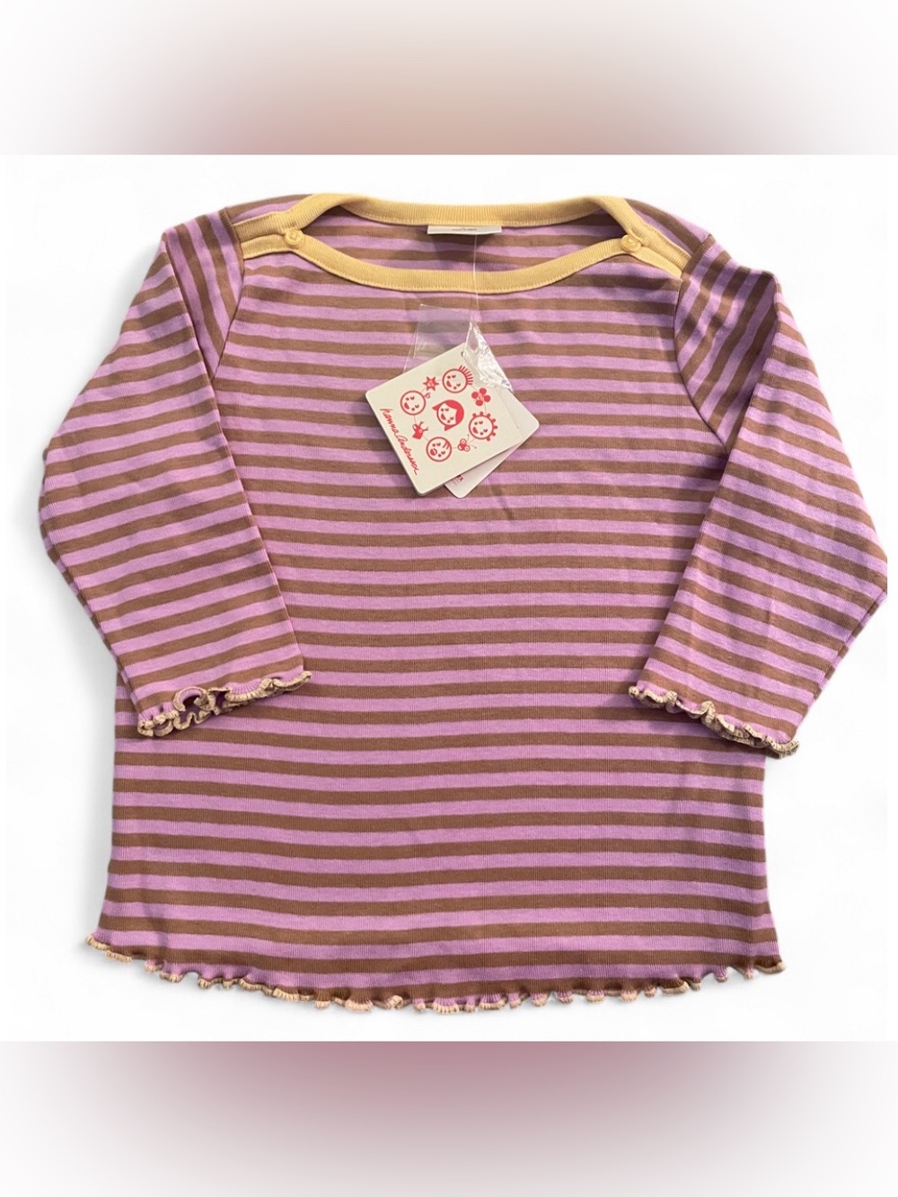 NWT Hanna Andersson Purple striped Long Sleeve Shirt Girls Size 3-5
